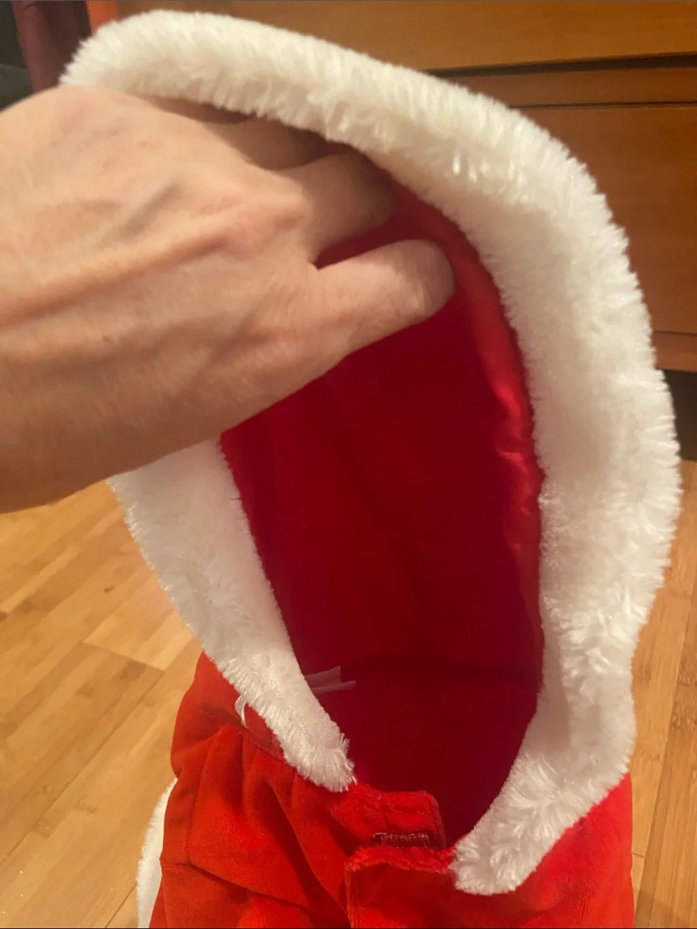 Dog Red Santa Costume Coat with White Trim